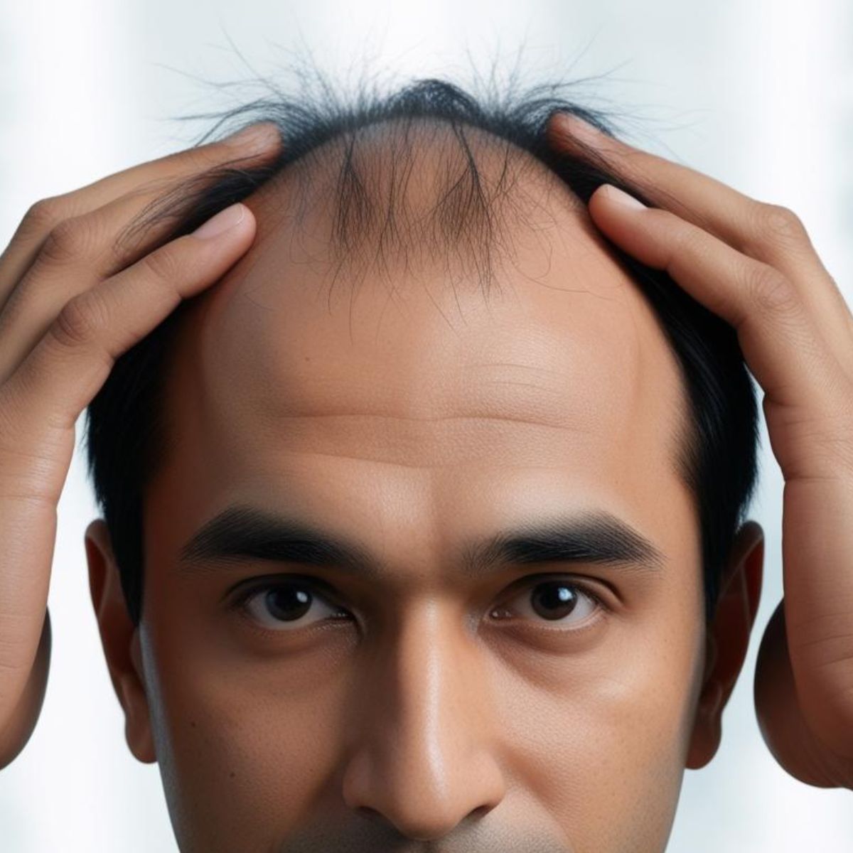 person showing hair loss